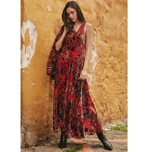 Johnny Was Bias Dress Bobcat Forest Silk Blend Red Floral Maxi SZ XS $575 NWT